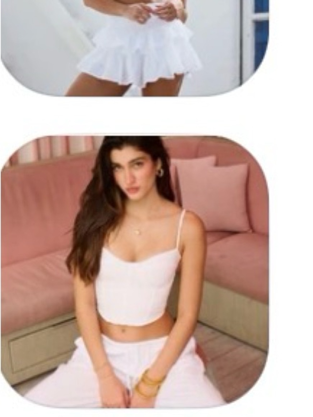 Blanco by nature White Cropped Cami Tank Top size medium and small skirt/ skort